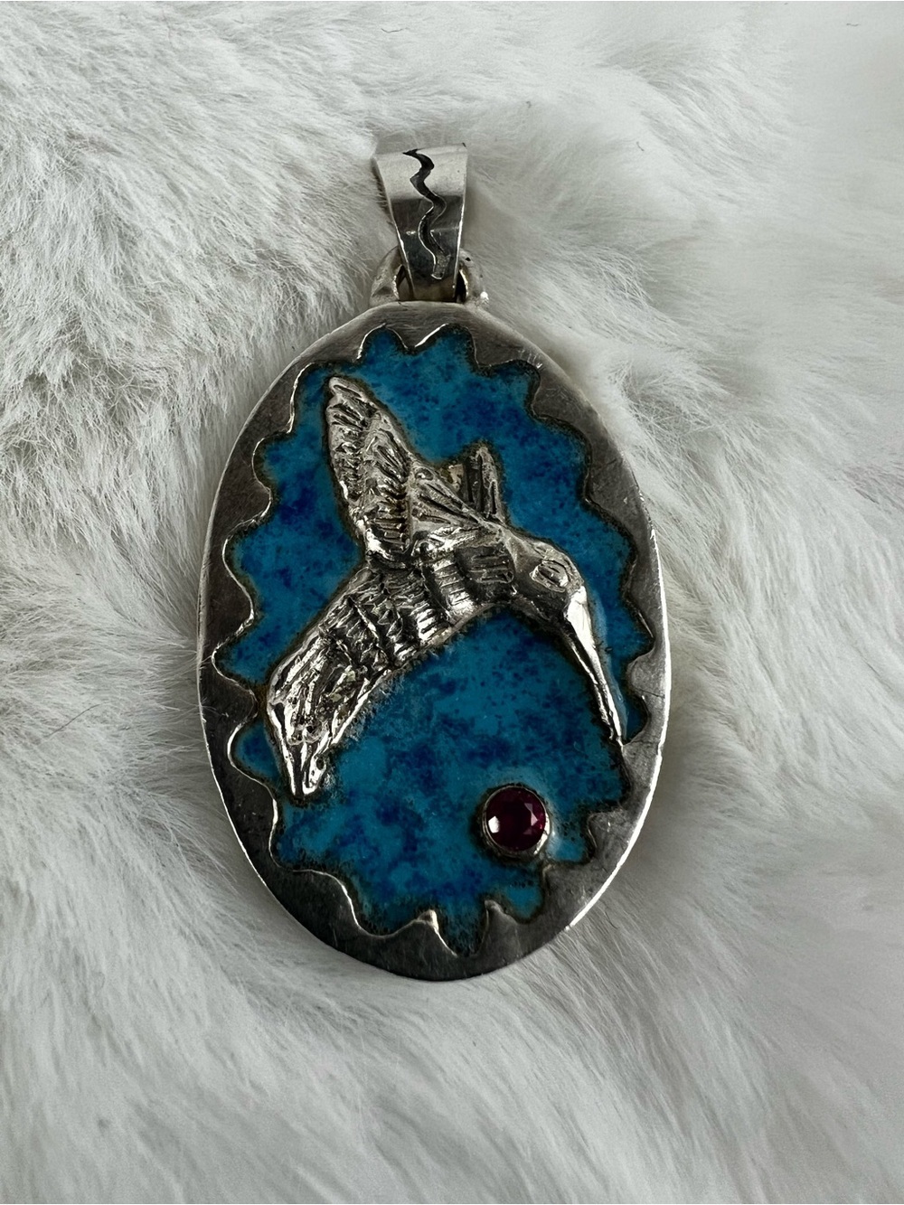 Vintage Navajo Sterling Hummingbird Pendant